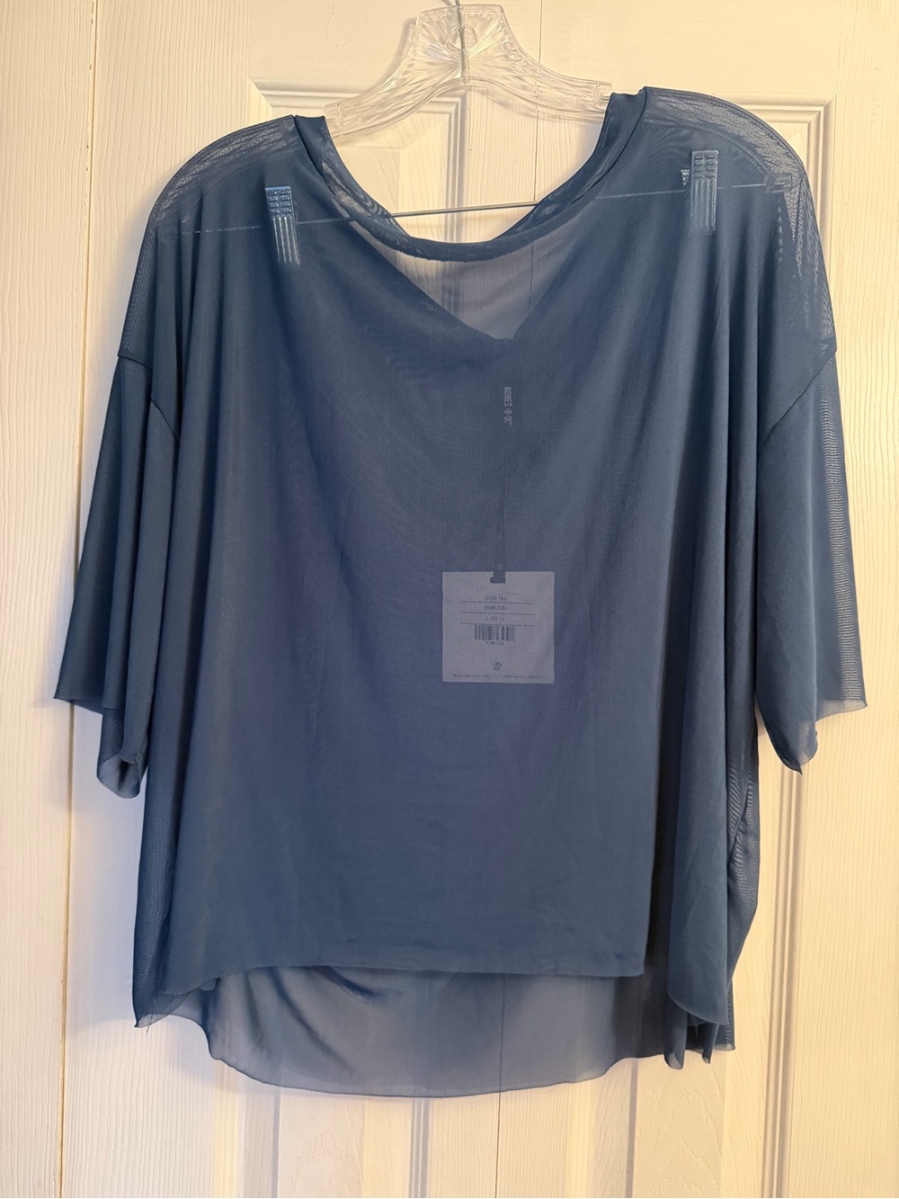 NWT Agnes & Dora Mesh Blue Women's Oversized Boxy Tunic Top size L